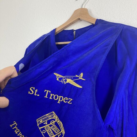 Vintage Strictly Silk Shirt Womens Medium Travel Embroidered Rome Venice St - Picture 10 of 16